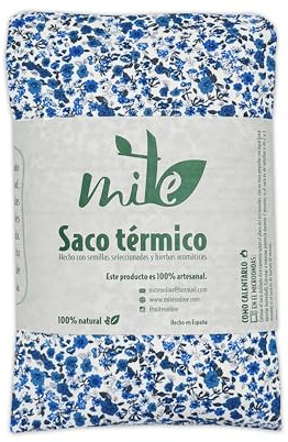 Saco térmico de semillas y lavanda con funda (50cm x 16cm) (Florcita azul)