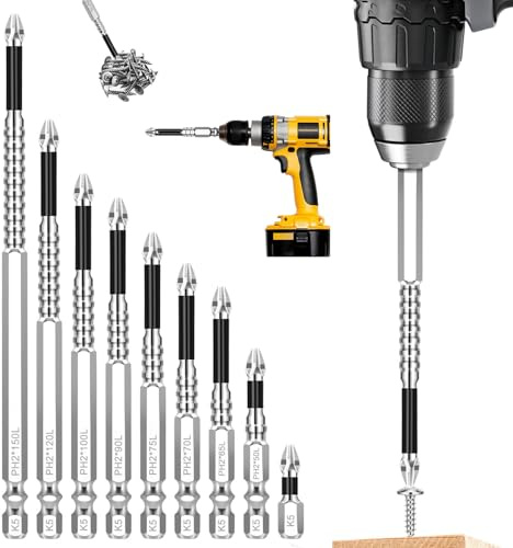 Juego de brocas de destornillador de alto magnetismo de 9 piezas,brocas magnéticas antideslizantes,Puntas de Destornillador de Alta Magnética Acero Aleación S2 para Destornillador Taladro Impacto(25/5