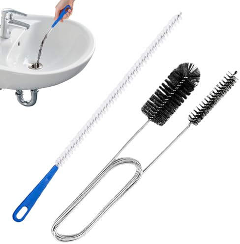 Doiyislem Cepillo Desatascador para Desagües, Juego de 2 Piezas Cepillo Largo para Limpieza de Tuberías, Herramienta De Fontanería para Ducha Bañera Baño Cocina