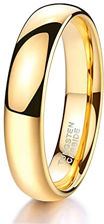 Zakk Ring Damen Herren 2mm 4mm 6mm 8mm Gelbgold Wolfram Poliert Schmal Ringe Verlobungsringe Ehering Hochzeitsband (4mm, 52 (16.6))