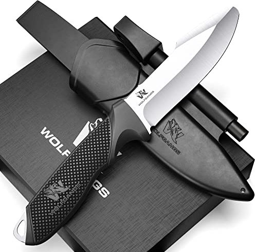 Wolfgangs W-KIDS - Schnitzmesser Kinder mit Süßem Kindermesser Führerschein - Outdoor Kinder Messer Set mit Scheide und Feuerstahl - DAS Kinder Schnitzmesser für das erste große Abenteuer