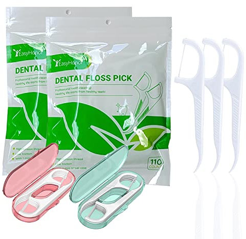 Easyhonor Zahnseide, Zahnseide, Zahnseide, Zahnseide, Zahnseide, Zahnseide, Einweg-Plektren, Zahnseide-Plektren und 2 Reise-Zahnseide-Hüllen. (insgesamt 220 Packungen)