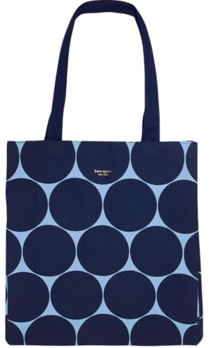 kate spade new york kanvas tygväska för kvinnor, söt tygväska för lärare, blå kanvas strandväska, bokväska med ficka, Joy Dot