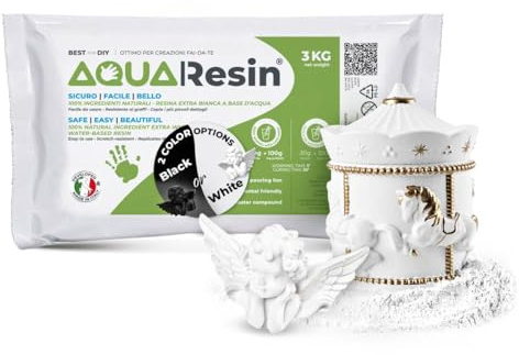 AQUA RESIN Gesso Ceramico Premium effetto Porcellana Made in Italy (3 kg) Gesso per Stampi in Silicone per DIY e Hobby Creativi Colate perfette Polvere di Ceramica Naturale Atossica a Base d’Acqua