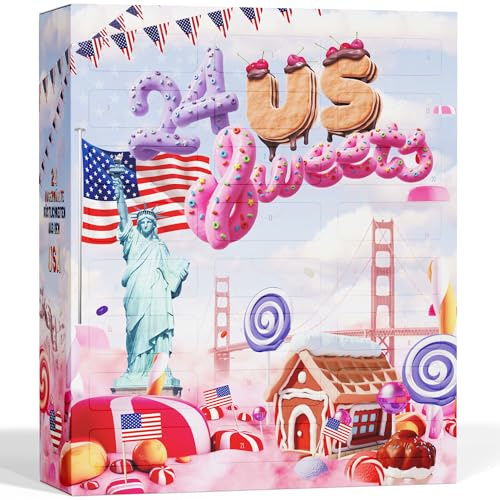BOXILAND® USA Adventskalender 2025 mit Amerikanischen Süßigkeiten [ORIGINAL US CANDY] - für Kinder, Frauen & Männer - Sweets Adventskalender - Süßigkeiten (24 Sweets)