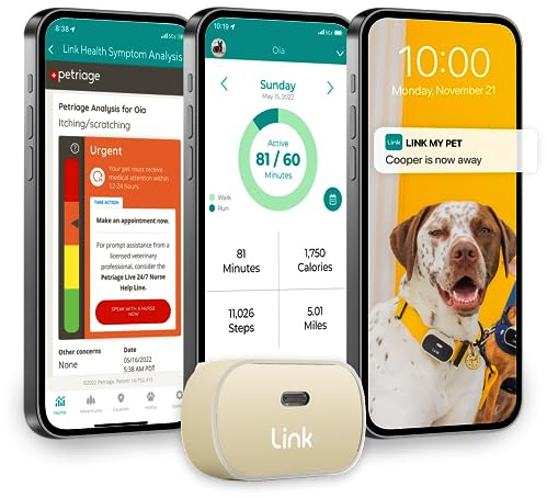 Link GPS Dog Tracker + Activity Monitor | Training Tools, Health Tracker, Waterproof, Flashlight, Lightweight, PetPass & Vet Record Storage, Fits On Most Collars | iPhone & Android Apps