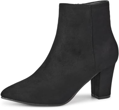 Remxi Women's Ankle Boots Chunky High Heel Chelsea Boots Casual Smart Party Ladies Shoes SuedeBlack UK 7