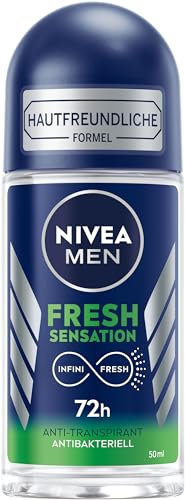 NIVEA MEN Deo für 72h Schutz gegen Schweiß und Geruch, Anti-Transpirant Formel mit antibakterieller Wirkung, Deodorant mit verführerischem Duft, Fresh Sensation Deo Roll-On (50 ml)