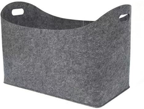 SHITOOMFE Bolsas de fieltro Canasta de leña con manijas Canasta de almacenamiento de troncos para periódicos de compras Cestas de fieltro gris