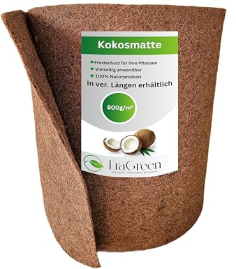 EraGreen® Kokosmatta av 100 % kokosfibrer – 0,5 m x 10 m med 800 g/m² – vinterskydd och köldskydd för växter – på ena sidan med naturlig latex – gnagarmatta