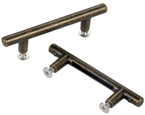 QIUMING 2 Teile/Satz Lange Brücke Griff Antike Bronze Ziehen Retro Knob w/Schraube Küche Schublade Schrank Tür Retro Möbel Schrank 64 * 16mm