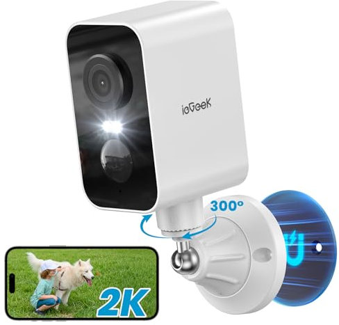 ieGeek Magnetic Security Camera Outdoor Wireless, 300° Rotation Stick up Cam, 2K Rechargeable Battery Magnetic Base CCTV Camera System, Home WiFi Cam,No Monthly Fee,Motion Detection,Color Night Vision