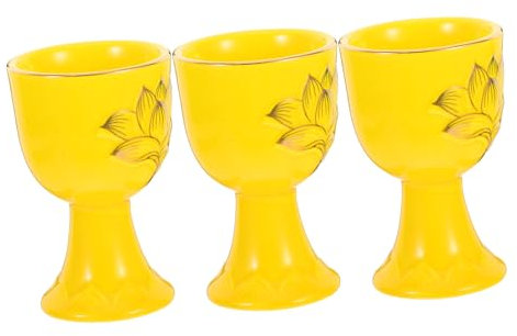 FELTECHELECTR 3pièces Tasses Céramiques Bouddhistes Lotus Pour Offrandes Sacrées Idéales Pour Zen Et Décoration De Temple