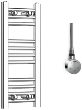 Companyblue 250 x 600mm Electric Heated Towel Rail - Chrome Flat Ladder Bathroom Radiator
