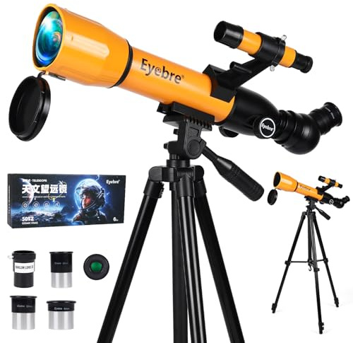 Telescope for Kids, 50mm Aperture (20x-200X) 400mm AZ Mount Astronomical Portable Refractor Telescopes with 3 Eyepieces