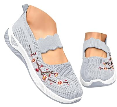 2025 Zapatos Ortopédicos Mujer Verano con Malla Zapatillas Comodos Ligeros sin Cordones Deporte Zapatillas Ortopédicas de Plataforma Transpirables Antideslizantes Soporte de Arco Sandalias Caminar