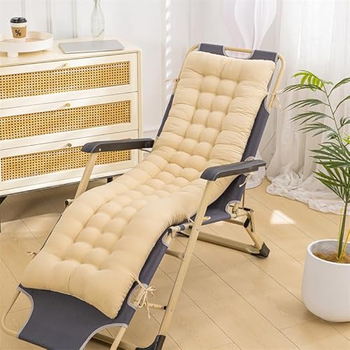 Hixingo Cojín para Tumbona de Jardín, Cómodo Cojines para Reclinable Banco, Suave Algodón Acolchado Exterior Colchoneta, Ideal para Tumbonas, Sillas y Hamacas (Beige,48x125x8cm)