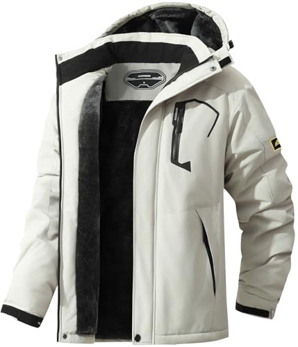 MAOYSSEN Herren Skijacke Winterjacke wasserdicht Mantel winddicht Baumwolle Fleece gefüttert Jacke Multifunktionstaschen