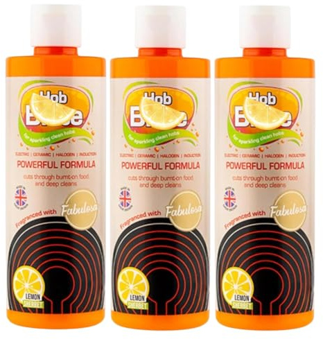 Glass & Ceramic Hob Cleaner – Lemon Sherbet Scent – Deep Cleaning Cream for Electric, Induction, Ceramic & Halogen Hobs - Pack of 3 (250ml Each)