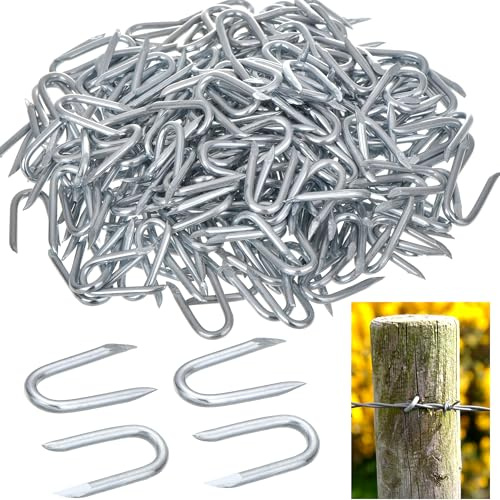 XHTXHT 240 Pcs Galvanised U Nails,Galvanised Netting Staple U-Nail,U Shaped Nails for Chicken Wire,Wire Mesh Fencing,Garden Mesh Fasteners,Fencing Netting