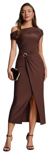 Ever-Pretty One Shoulder Midi Bodycon Dress Cocktail Evening Dresses for Wedding Guest Prom Gowns 02806