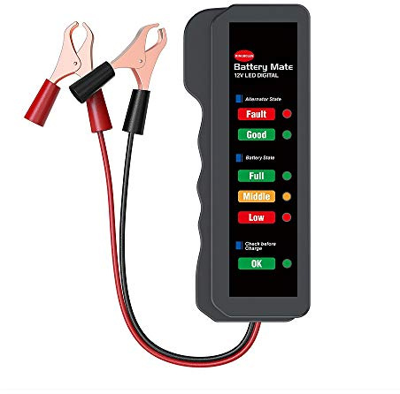 KINGBOLEN Probador de batería de coche de 12 V, probador de alternador automotriz, comprobador de batería, analizador para comprobar el alternador y el sistema de carga de batería, indicador LED