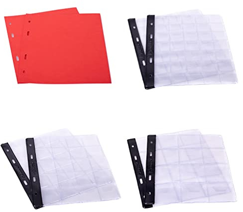 Coin Collection Pages – Spare Pockets For Schulz Coins Storage Album Binder – Extra Card Leaf Folders Collecting Holder - Protect and Store Small, Medium, Large Coins.