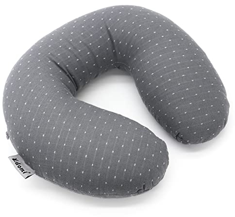 Edomi Buckwheat U-Shaped Neck Pillow Adjustable Buckwheat Hull Pillow with Pillowcase, Neck Support and Shoulder Relax Cervical Pillow (12x12 inch, Grey)