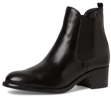 Tamaris Damen Chelsea Boots Leder Blockabsatz; BLACK/schwarz; 38 EU