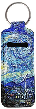 ENLACHIC Van Gogh Keychain Chapstick Holder Clip-on Lip Balm Holder Lipstick Holder Keychain for Women Girls,Van Gogh The Starry Night