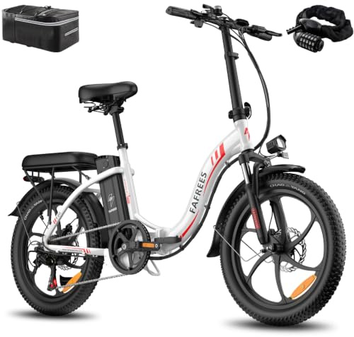 Fafrees Electric Bike, 20 Folding Electric Bikes for Adults, 36V 16Ah/576Wh Removable Battery Ebike 90KM Mileage Pedal Assist, 3.0 Fat Tire Electric Bike for Man Women, UK Legal F20 Upgrade White