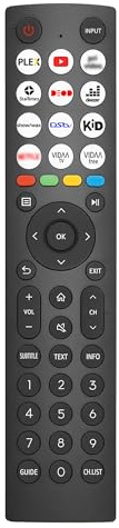 Nouvelle Remplacement Télécommande Hisense pour Hisense VIDAA LCD LED 4K UHD Intelligente télévision- Aucun Réglage Requis