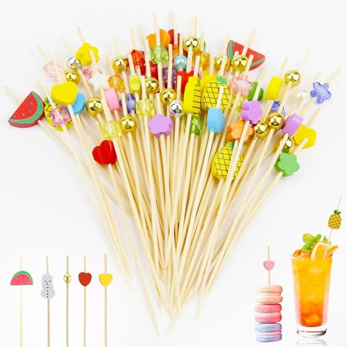 Xmart 300 Piezas Palillos Cóctel Palos de Cóctel Madera 12 cm Pinchos de Frutas Brochetas de Cóctel Cocktail Picks Palillos Decorativos para Aperitivos Pinchos Comida de Dedo Bebidas Postres