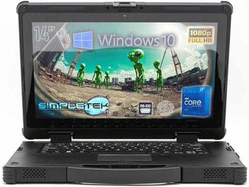 SIMPLETEK - Laptop Rugged Core i7 11. Generation Display 14 Zoll FHD | 16 GB RAM und SSD 2 TB Windows 10 Pro | Stoßfest Staubdicht IP65 zertifiziert | mit Seriell RS232