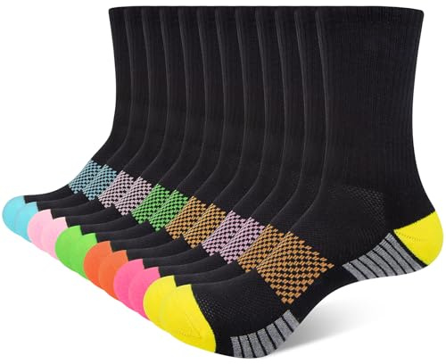 Wostock Calzini Da Trekking Da Donna,Calze Running Traspiranti Donna Ammortizzate Donna，Calzini Sportivi Donna Da Trekking black 6 pairs