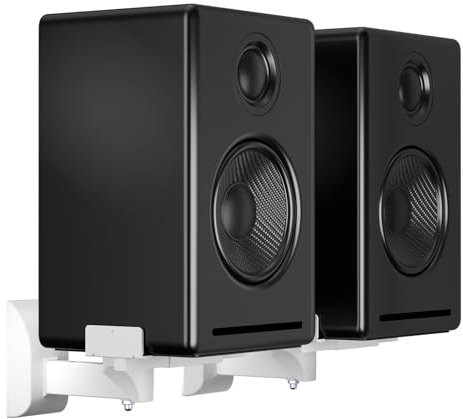 suptek Dual Side Clamping Libreria Supporto da parete per altoparlanti ambientali di grandi dimensioni, può contenere fino a 30 kg SPM201XLW