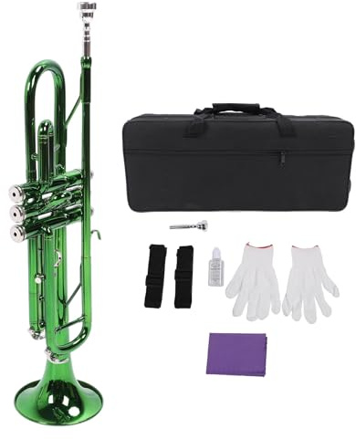 Nybörjar Trumpet Kit Grön, Bb Key 3 Tone Music Trumpet Tvådelad Ventil Blåsinstrument