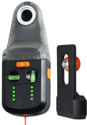 4-in-1 Laser Wasserwaage, Wiederaufladbares Elektronische Wasserwaage mit Kreuzwasserwaage,Bohrstaubsammler, Elektronischem Vakuumsaugnapf und Wandhalterung zum Hausrenovierungen