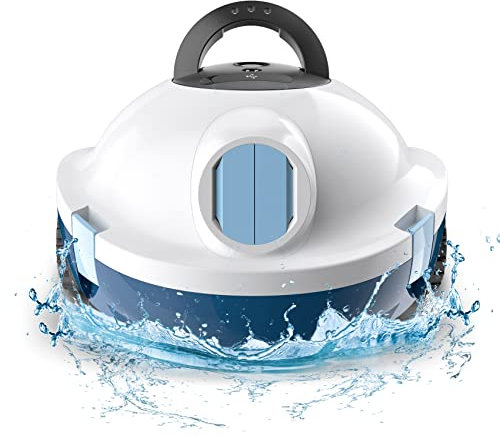 Robot Nettoyeur de Piscine sans Fil, aspirateur de Piscine Puissant et Automatique, 90 Minutes d'autonomie, Auto-stationnement, idéal pour Les piscines Plates Hors-Sol et enterrées jusqu'à 100 m²