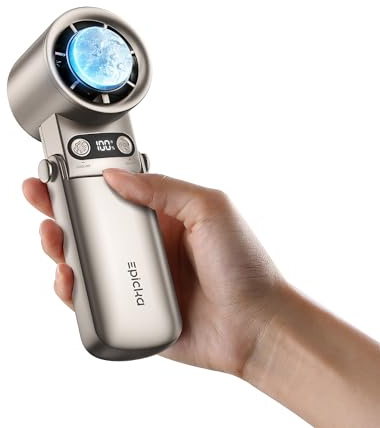 EPICKA TripCozy Foldable Mini Fan, Speed(1-100) Adjustable Turbo Mini Fan,6800mAh Battery Rechargeable with Cooling Plate,Digital Display,Summer Outdoor Travel Essentials For Women Men - Titanium