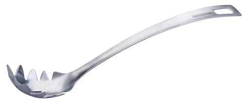 Fackelmann Spaghettilöffel Essential aus Edelstahl – Perfekt für Spaghetti, Linguine & Co, mit Aufhängeöse, Spülmaschinengeeignet, Silber