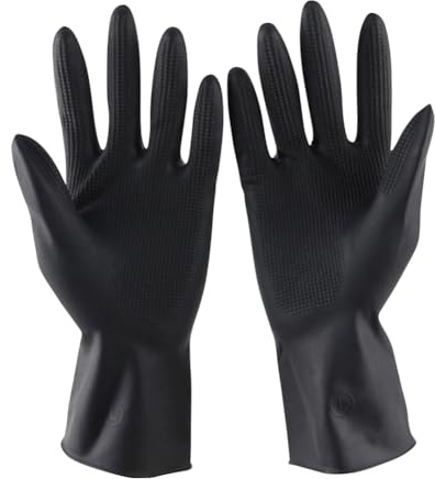 LYEAA Guantes de látex negro Guantes de limpieza para el hogar sin deslizamiento para la limpieza de la cocción (M)