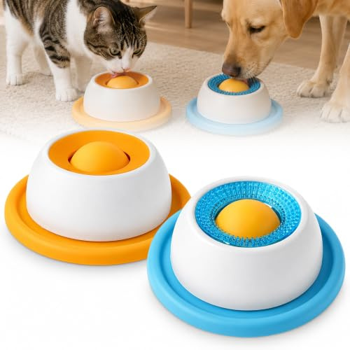 2 stycken slickskål för hundar, slickmatta hund med roterande boll – interaktiv hundleksak läckageboll & långsam matare anti-snow skål för hundar och katter, sysselsättningsleksaker mot tristess