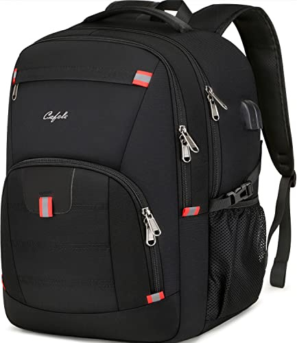 Cafele Mochila Portátil Hombre Impermeable 17.3 Pulgadas con Puerto USB Antirrobo para Negocio Trabajo Diario Viaje Escolares - Negro
