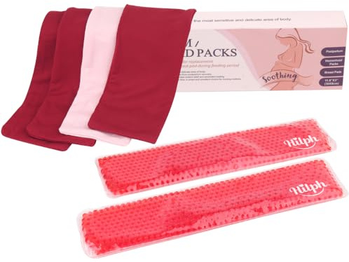 Hilph 2 Perineal Ice & Cold Paks with 4 Washable Sleeves for Postpartum, Cooling Maternity Pads Cold Compress Therapy for Vaginal Recovery, Haemorrhoids, Pregnancy & Breast Pain Relief