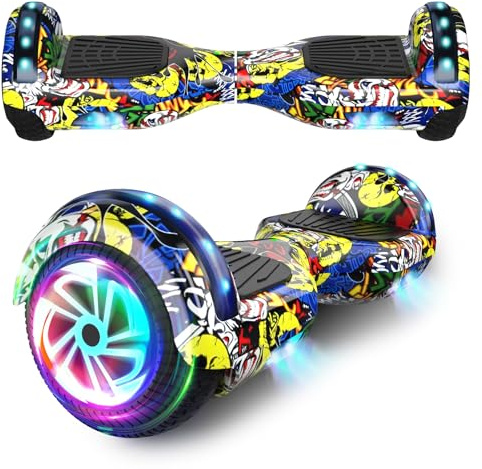 SISGAD Hoverboard, Gyropode électrique 6,5 Pouces Hoverboard Hover Scooter Board avec Musique Bluetooth, lumières LED et Moteur Puissant pour Enfants et Adolescents