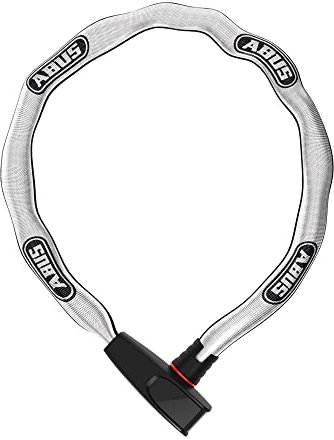 ABUS Kettenschloss Catena 6806K – Leichtes Fahrradschloss aus gehärtetem Stahl mit modischem Textilschlauch – Vierkantkette mit ABUS-Sicherheitslevel 6 – 110 cm – reflektierendes Grau