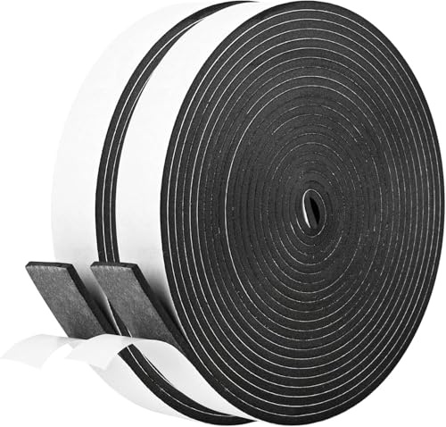 Kikerike Self Adhesive Foam Tape Weatherstrip 1In x 1/8In x 33Ft High Density Foam Insulation Strips Seal Weather Stripping with Strong Adhesive for Door and Window Sound Isolation Soundproofing