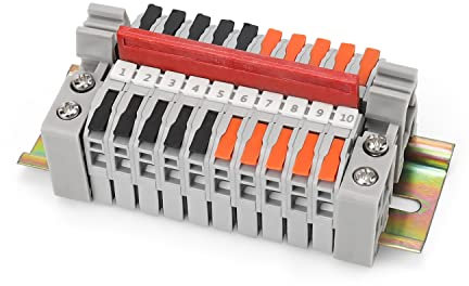 Kit Morsettiera Guida Din, DIYCUT 10 pz Grigio 0,5-2,5mm² Connettori per Cavi Elettrici Con Guida DIN per Cablaggio Rapido per Terminali di Connessione Elettrica Conduttivi Precisi (Arancione e Nero)