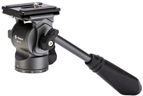 Fotopro Tête Fluide vidéo Tête panoramique et inclinable avec Plateau à dégagement Rapide et poignée réglable Charge maximale de 6,61lbs 3kg pour caméscopes compacts Caméra DSLR Orange